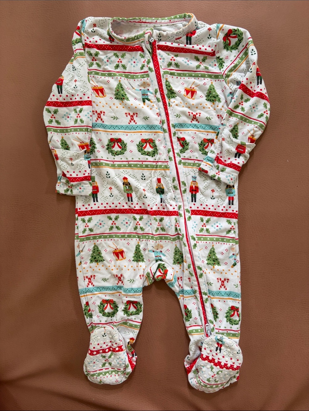 Angel Dear Holiday Nutcracker Print Baby One-Piece Pajamas